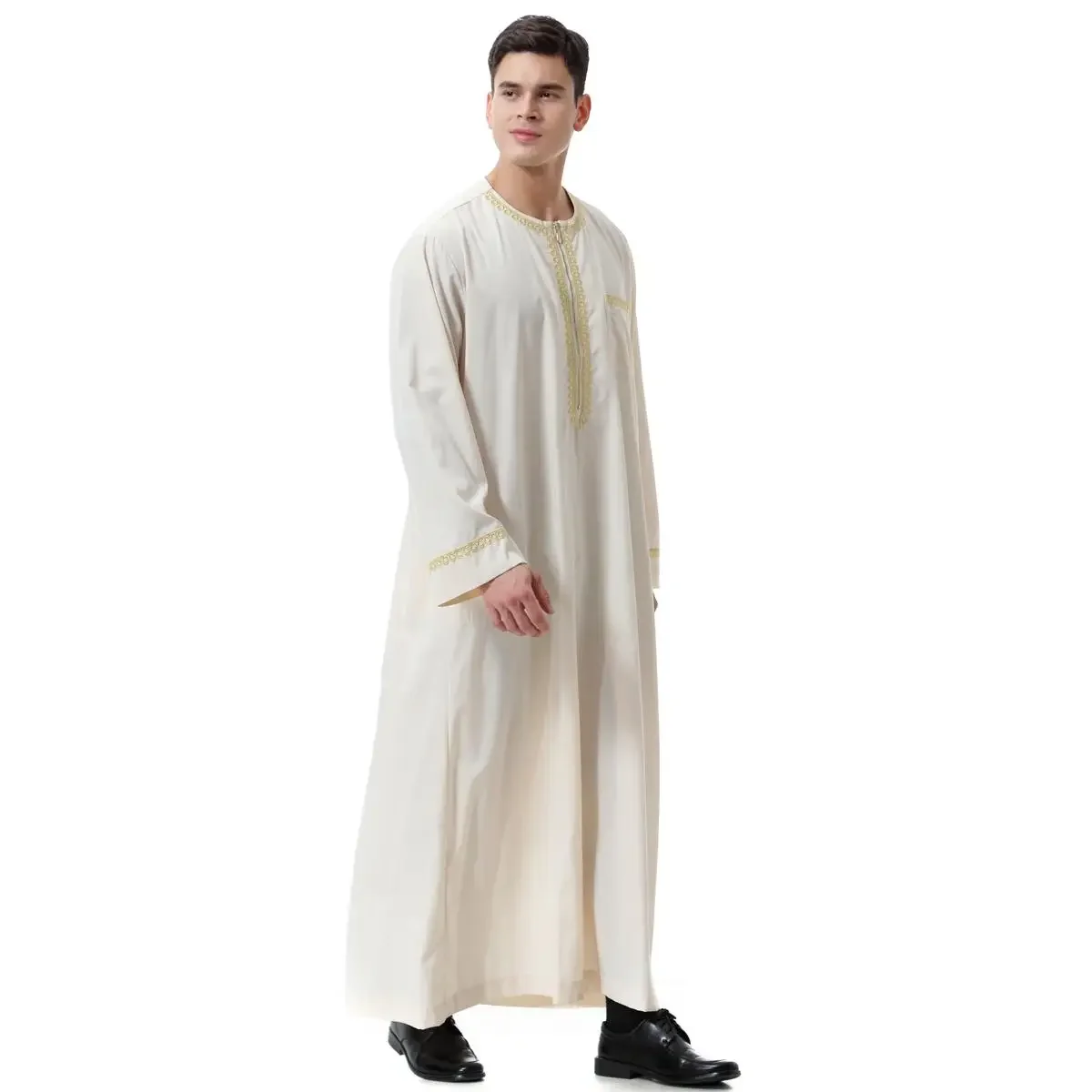 Abito lungo musulmano da uomo Abito Thobe saudita Abaya Abito islamico Ramadan Eid Medio Oriente Arabo Dubai Caftano Maxi abito primavera Nuovo