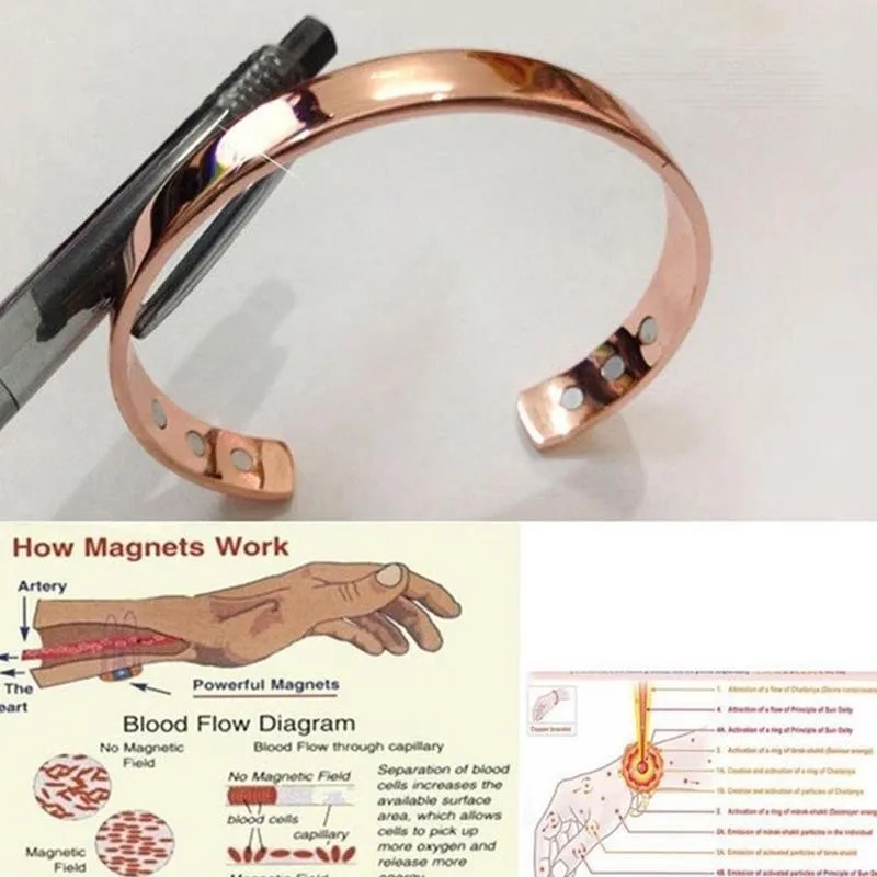 Magnetic Open Bracelet Rose Gold Healing Biotherapy Bracelets Stimulation Acupoint Burning Fat Slimming Body Health Care Ring