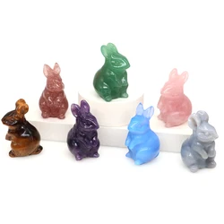 1.5'' Rabbit Natural Stone Carving Amethyst Mascot Bunny Animal Figurine Healing Home Decor Gemstone Craft Gift Easter Ornament