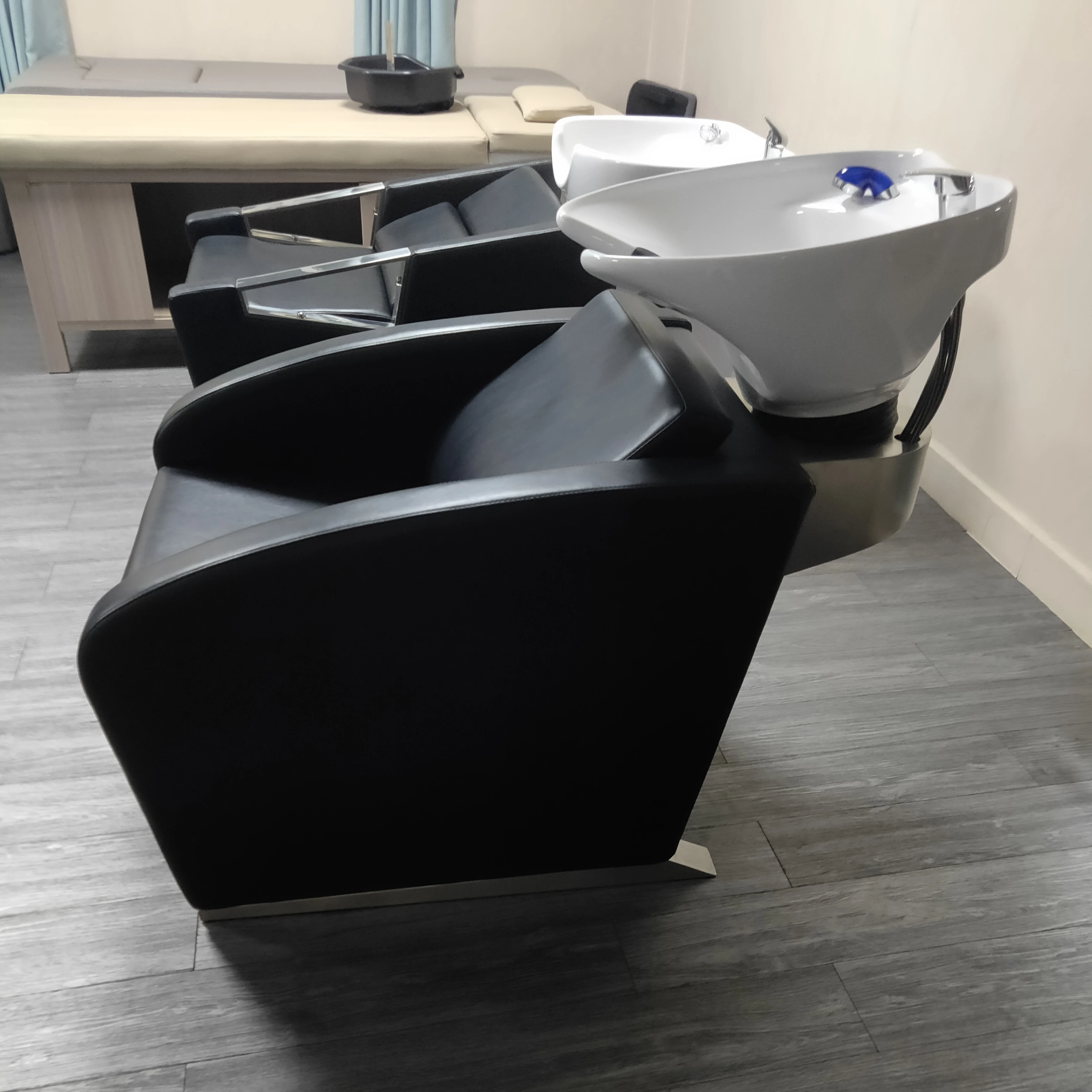 Hot sale modern salon beauty unit  black sitting hair salon shampoo bed bowl chair for sale