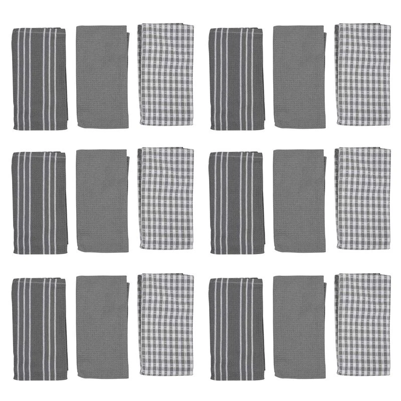 A67M-Classic Kitchen Towels, 100% Natural Cotton, The Best Tea Towels, Absorbent And Lint-Free, Machine Washable, 18 Pack