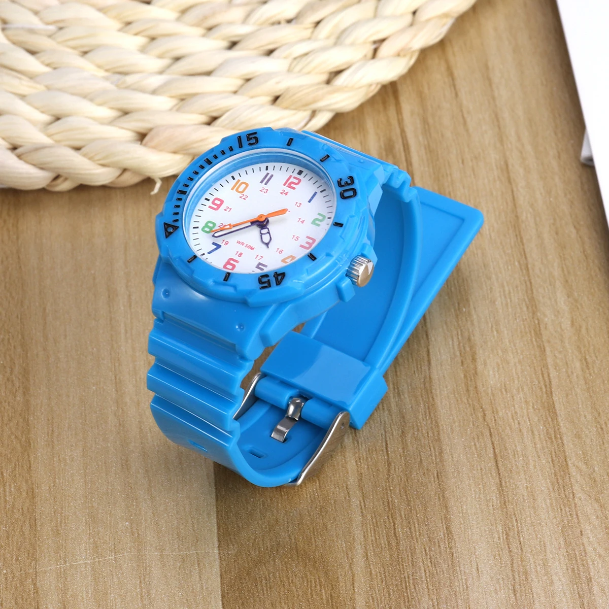 

Kids Waterproof Watch Boys Girls Colorful Quartz Wristwatch Adjustable Pu Band 50M Bathing Swimming Gift For Children