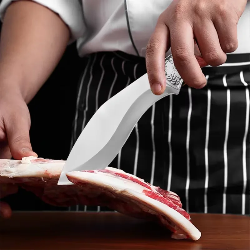 Kitchen Knife Ultra Sharp Chef Knife BBQ Meat Cleaver Utility Boning Stainless Steel Fruit Fish Butcher Knife Wooden Handl