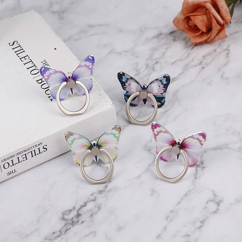 1PCS New Universal Beautiful Butterfly Mobile Phone Handle Holder Finger Ring
