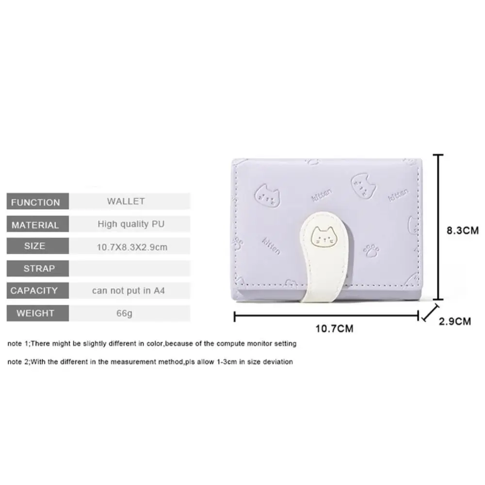 Portafoglio stampato con gattino di nuova moda Porta carte in PU Porta carte corto carino piccolo portamonete Porta carte per studenti Borse per soldi da donna