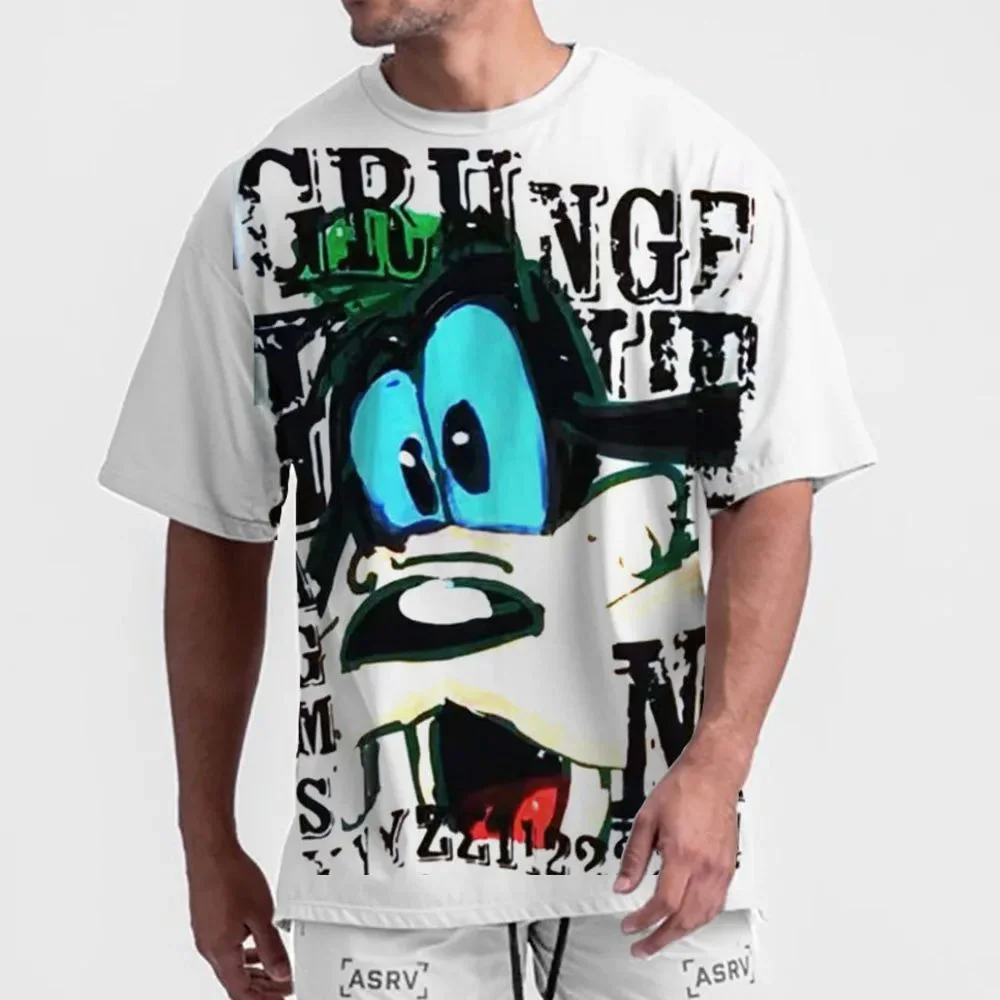 Disney Summer Men Funny Goofy T-Shirt Fashion Tops Tees Male Fun Cartoon Short Sleeve Clothing Casual Stylish Outfit Streetwear