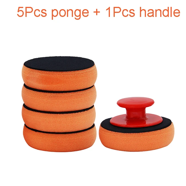 4-Zoll-Autowchs-Applikator-Pads-Set mit rotem Griff, weiche Schwamm-Applikatoren, Schaumwachs-Pad zum Polieren und Reinigen von Autos