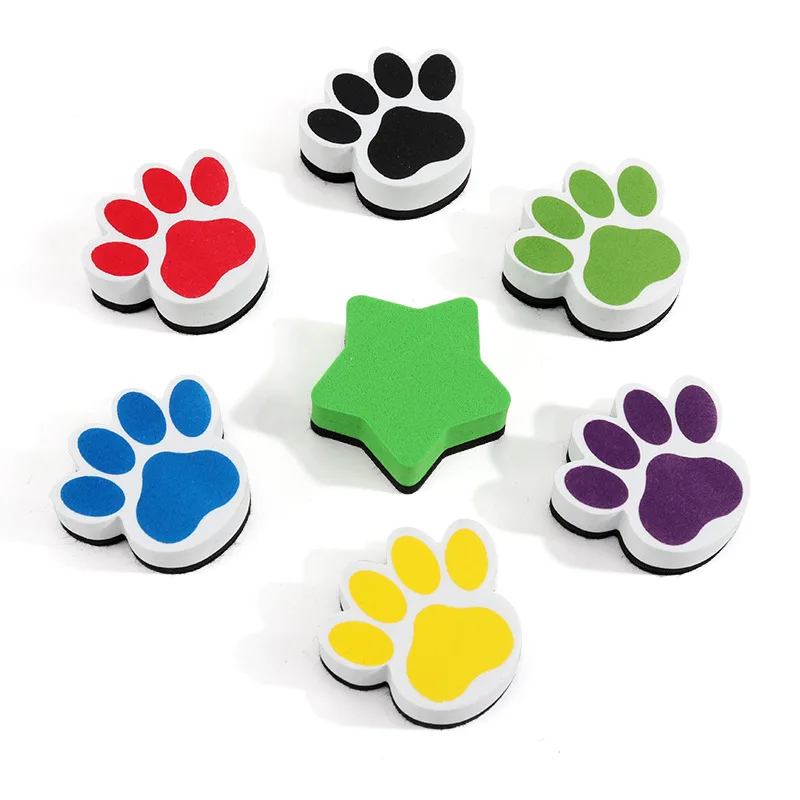 

Reusable and Lightweight Magnetic Whiteboard Erasers with Cartoon Dog Footprints, Stars, Basketball, Volleyball Shapes