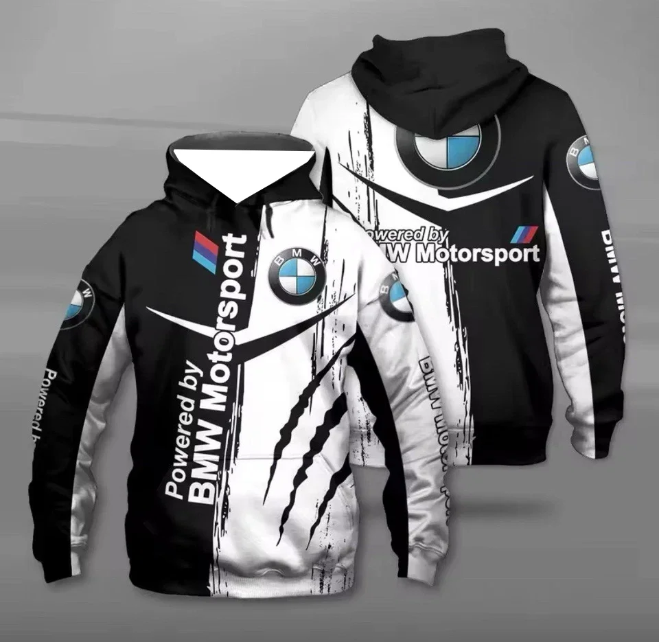 

Модная толстовка BMW 2025 года, толстовка с капюшоном для верховой езды, осенне-зимняя спортивная мужская мотоциклетная термотолстовка, свободная и удобная тенденция Y2K