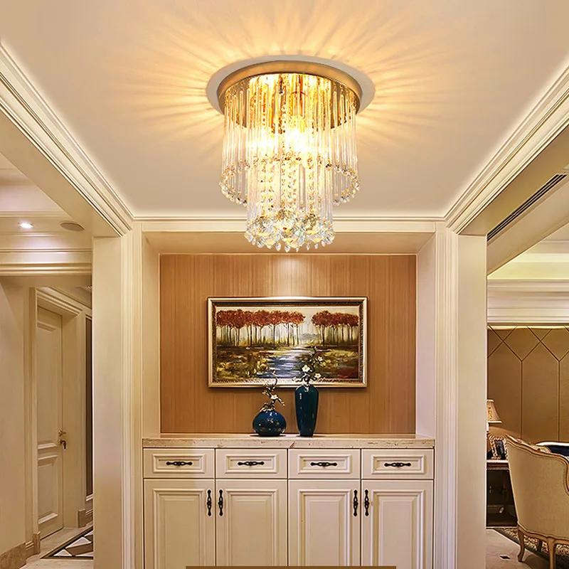 Lichte luxe moderne kristallen plafondlamp, gang, kleedkamer, creatieve en gepersonaliseerde entree, foyer, klein plafond