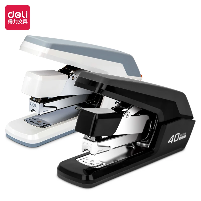 デリ-0371-省力ステープラー-2色-省力化-40-結束能力-40枚-24-6-26-6ステープル対応-オフィス・学校用ステープラー