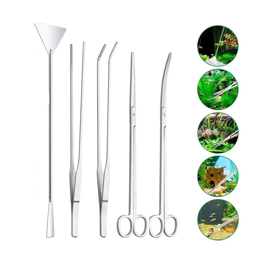 Aquarium Scissor Tools Fish Tank Tweezer Plants Wave Scissors Grass Stainless Cleaning Tools Storage Holder Aquarium Accessories