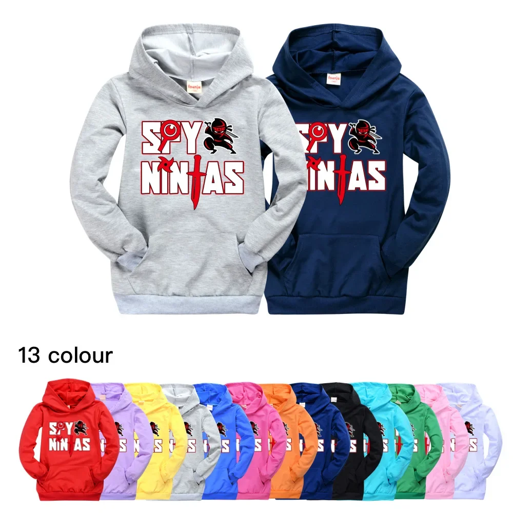 

SPY NINJAS Kids pocket Sweatshirts Sportswear Tops Teenager Clothes Boys Girls Long Sleeve Hoodie Pullover Children's Clothing