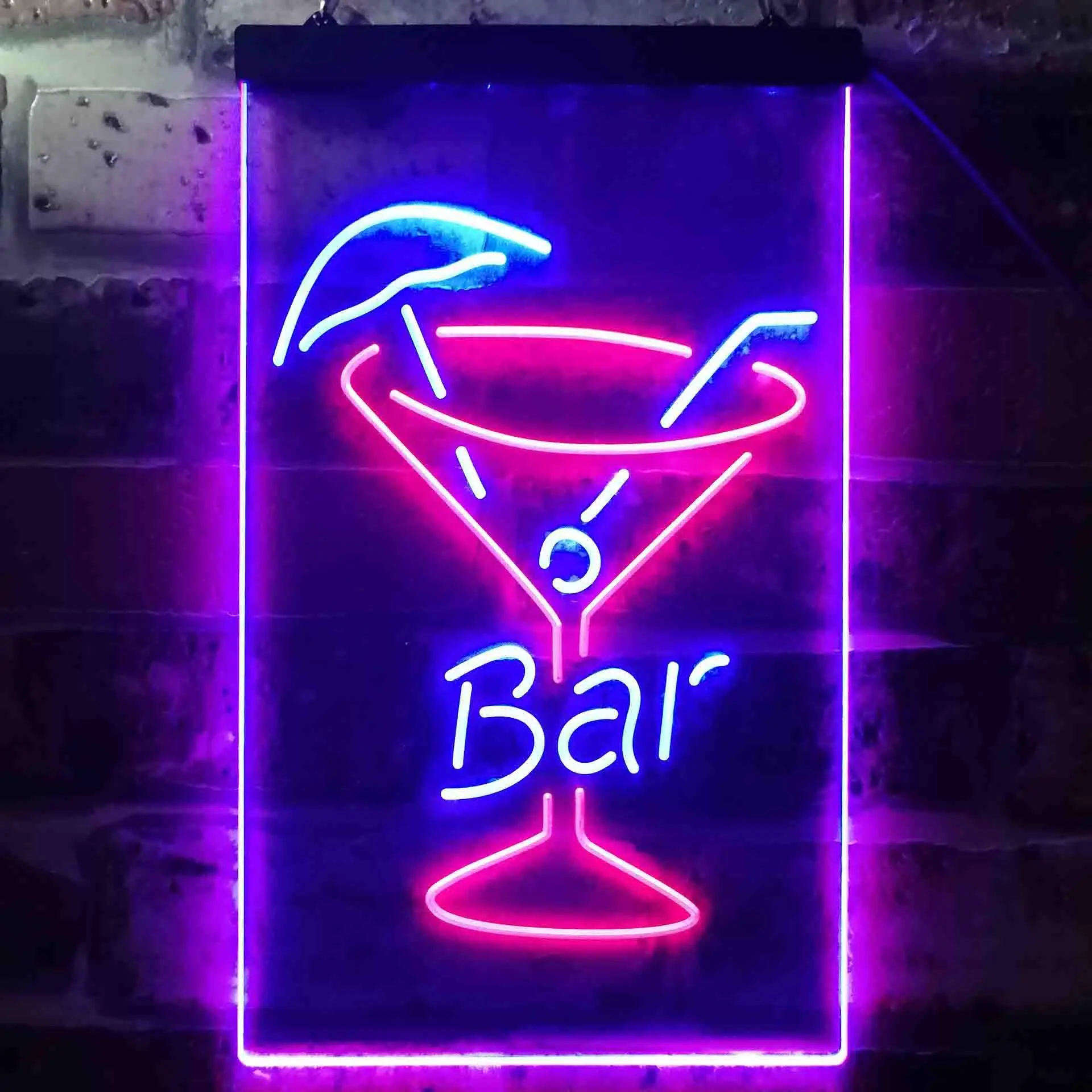 

Bar. with Cocktails Glass Dual Color Led Neon Sign st6-i3560