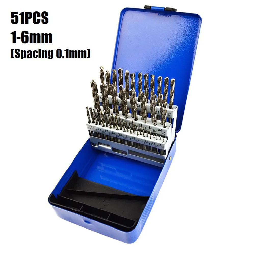 51pcs Cobalt Metric Drill Bits Set 1-6mm Straight Shank Drill Bits With Case For Stainless Steel Wood Metal Drilling Hole Opener