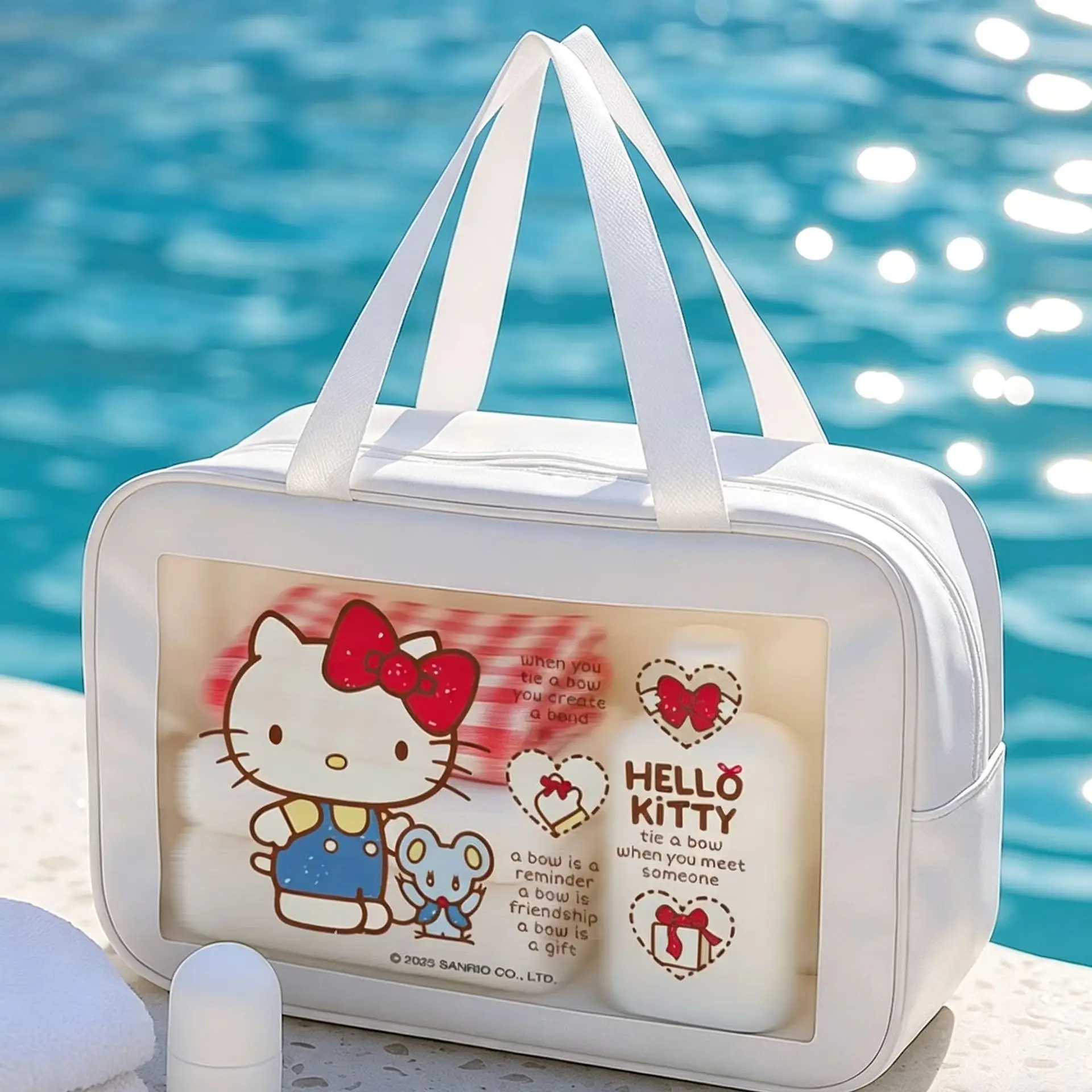 Kuromi Sanrio Waterproof Storage Bag Travel Storage Large Capacity Visible Portable Skincare Makeup Washbag Makeup Bag
