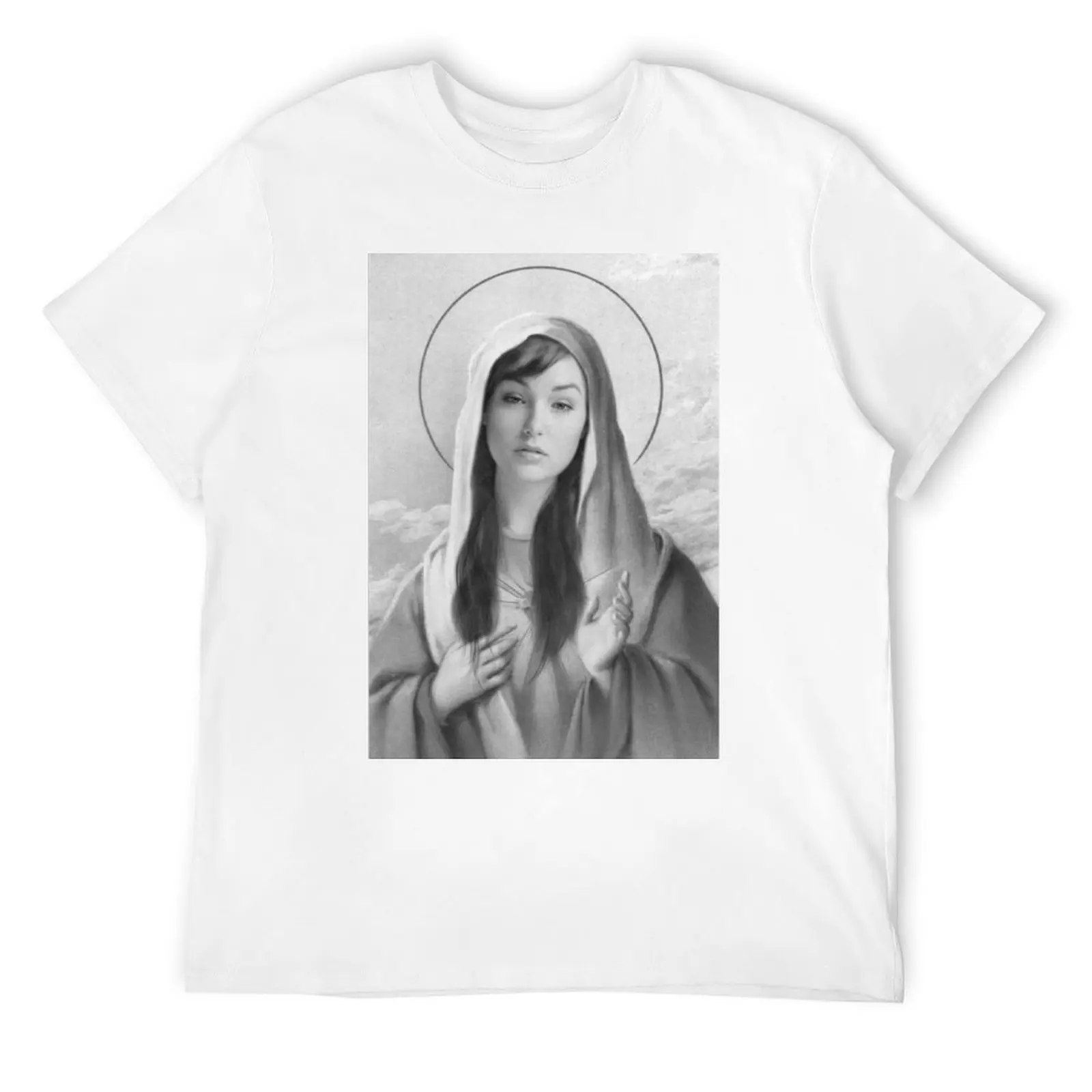 HOT SALE Fashion Virgin Mary Sasha Grey Black And White T-Shirt Blanks Graphic Shirts Anime Stuff Anime Clothes For Men Tee