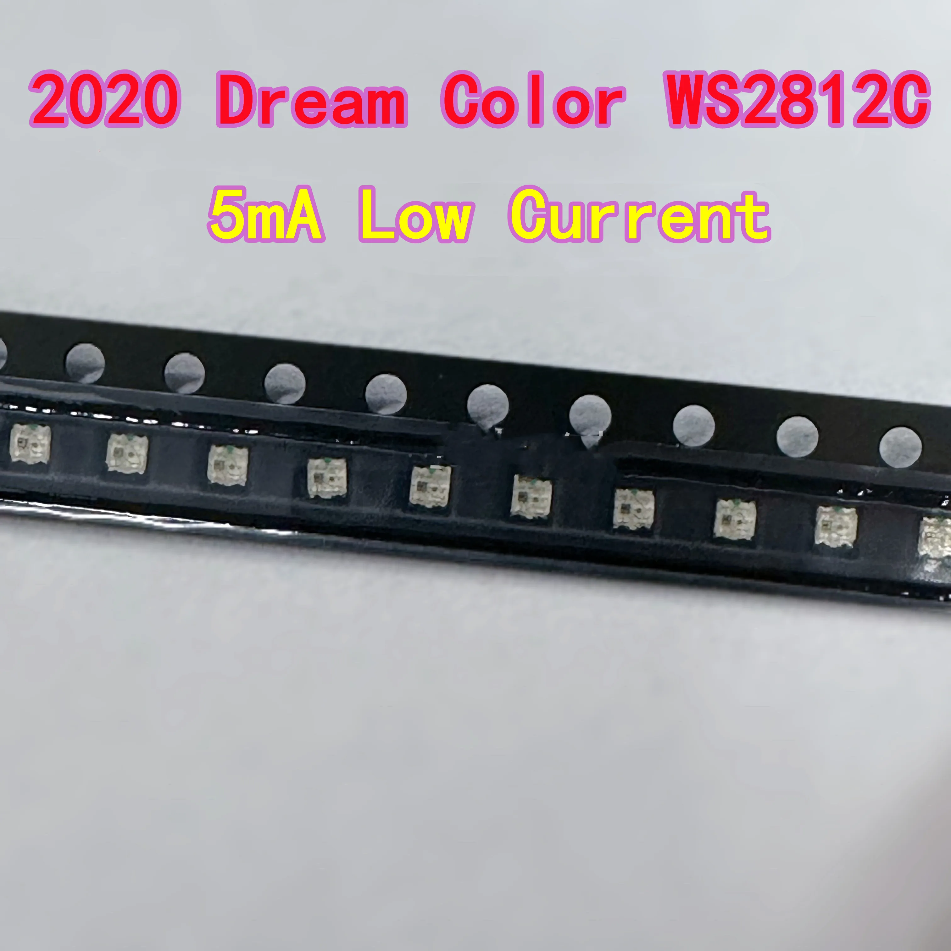 100PCS 2020 Dream Color WS2812C LED Bead with Built-in IC, Controllable; 0807 RGB Dream Color, 5mA Low Current, Programmable