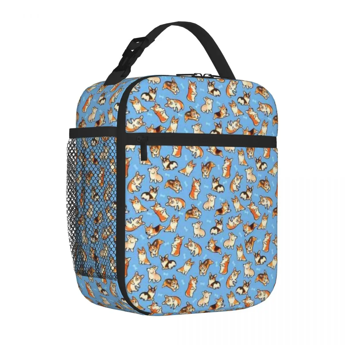 Bestselling Jolly Corgis In Blue Office Style Lunch Carrier Children Outing Lunch Tote