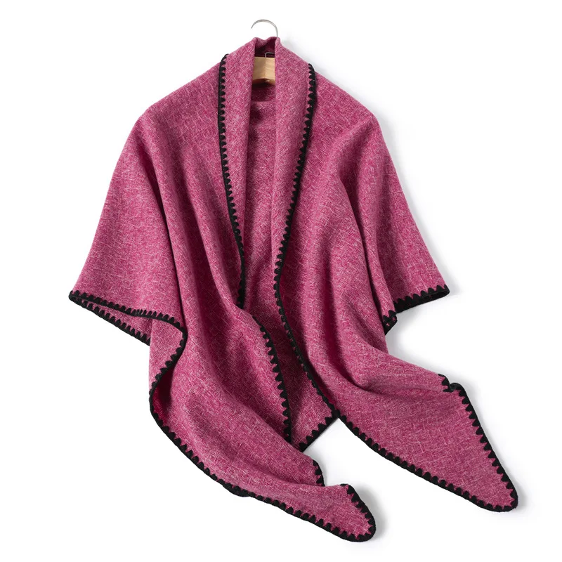 Winter Solid Cashmere Scarf Women Triangle Pashmina Shawls Korean Pareo Cape Chunky Headscarf Wrap Lady Elegant Poncho Turban