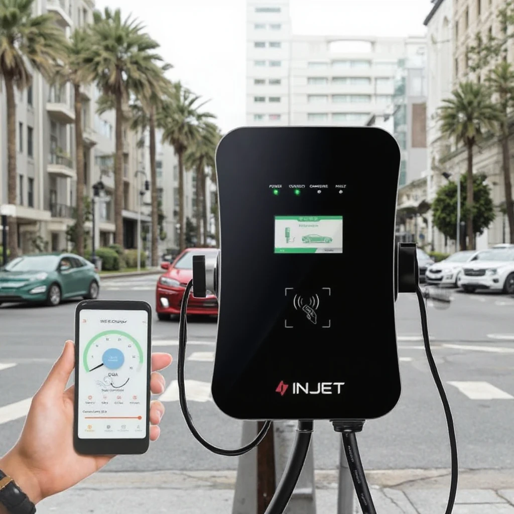 

INJET 7kW 11kW 22kW OCPP 1.6 & 2.0 RFID Card EV Charger For Electric Cars Type2 EVSE Box With Load Balancing Charging Station
