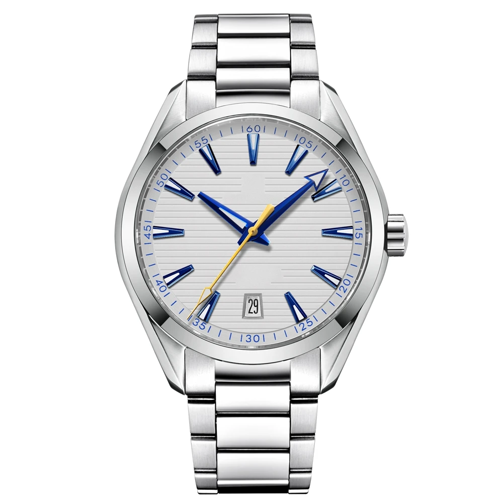 Logo personalizzato 41mm Orologio sportivo da uomo NH35 Automatico Relogio Masculino Orologio da polso meccanico Data Orologio da uomo con cinturino in acciaio zaffiro