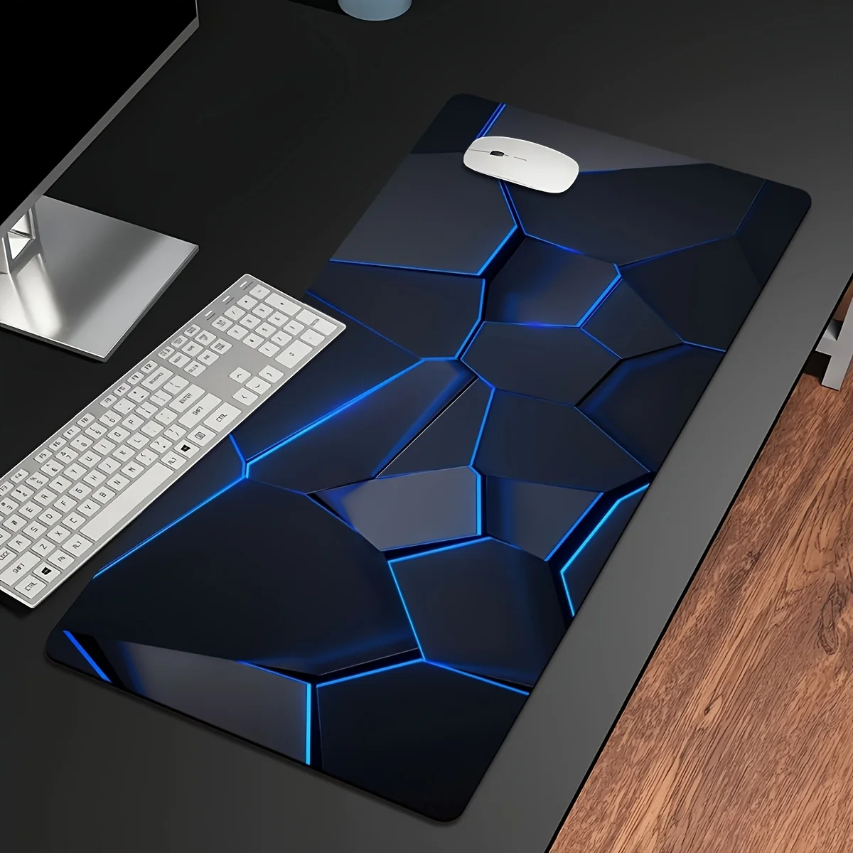 Tapis de Clavier et de Souris de Bureau à Motif Géométrique Stylisé, Base en Caoutchouc Solide, Cadeau Idéal pour les Fans de Jeu et de Travail