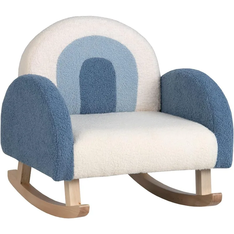 

Blue Rocking Chair with Solid Wood Frames,Plush Fabric,Anti-Tip Design for Room Playroom,Preschool, Birthday Gift for Boys Girls