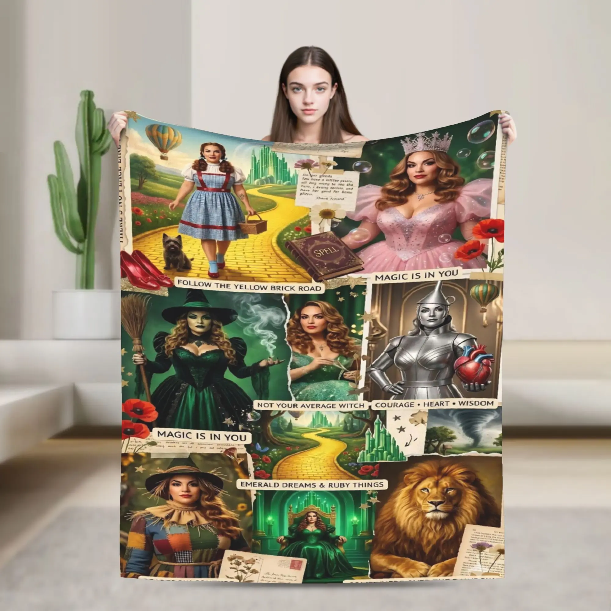 Wizards of Ozs Movie Blanket Cover Cowardly Dorothy Tin Toto Plush Throw Blanket Summer Air Conditioning Soft Warm Bedspreads