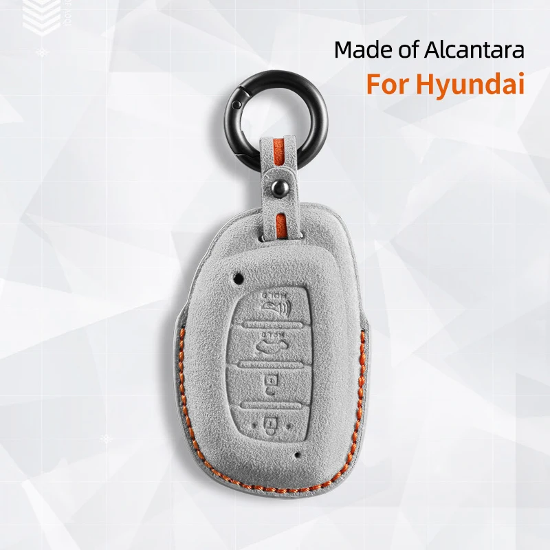 For Hyundai Tucson Santa Fe Rena Sonata Elantra Creta i10 i30 i40 Accessories 4 Button Suede Car Smart Key Case Cover Shell
