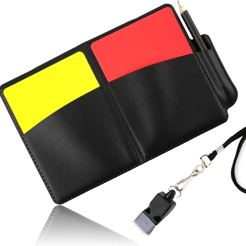 

Referee Card Set, Scorebook Whistle Pencil Football Referee Red and Yellow Warning Cards for Soccer Football Sports Games