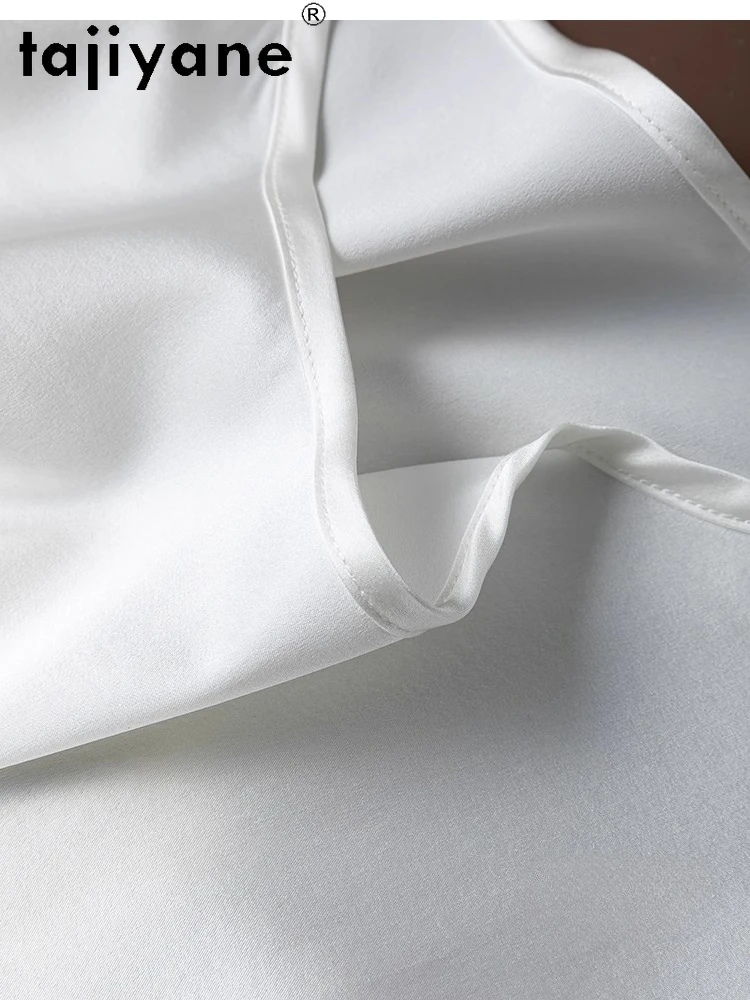 TAJIYANE Women Silk White T Shirt 92% Mulberry Silk Short Sleeve T Shirts Simple Straight Summer Top Woman Clothes 2026 Футболка