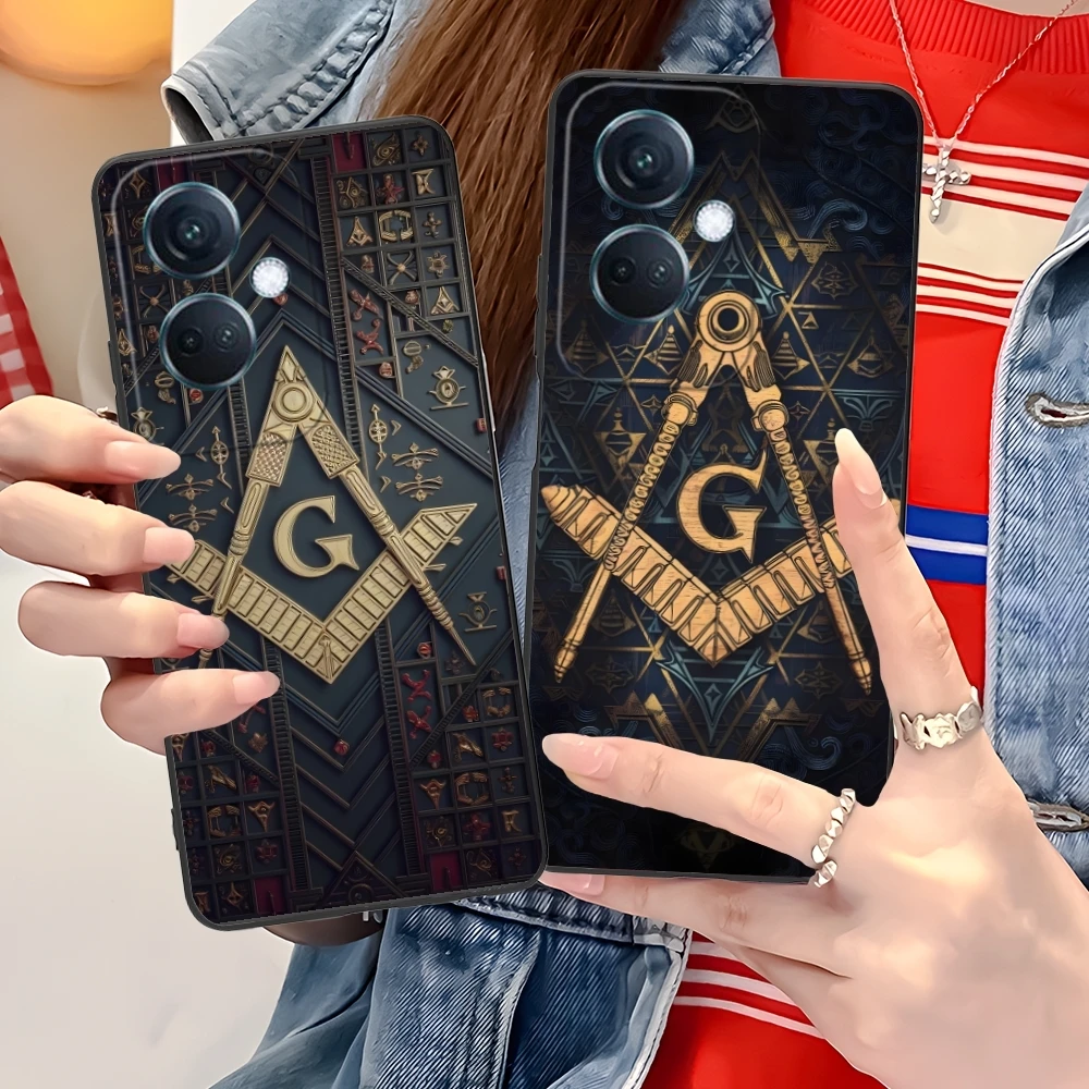 Freemason Painting Color Mobile Cell Phone Case for OPPO Find X5 X3 X2 A93 Reno 8 7 Pro A74 A72 A53 Black Soft Phone Cover Shell