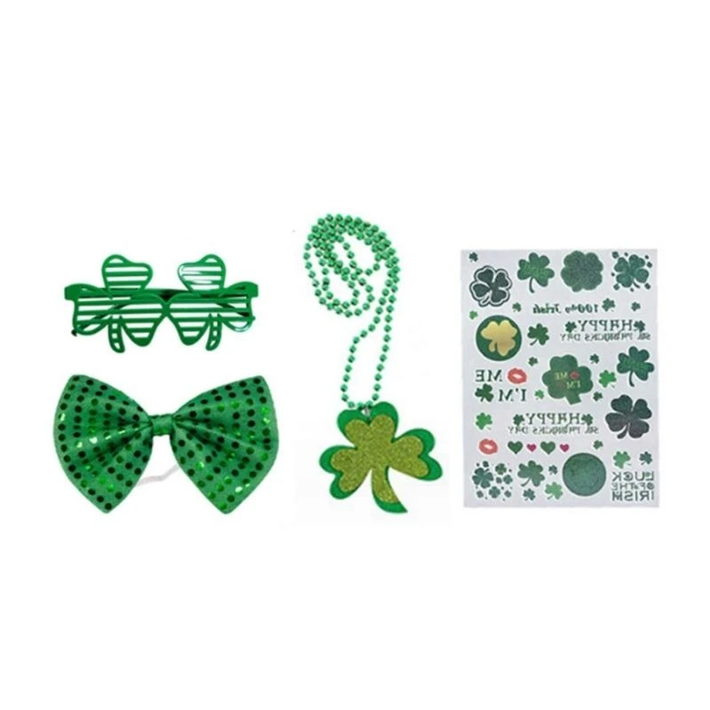 مجموعة أزياء R1WE لليوم الوطني الأيرلندي قبعة شامروك سانت باتريك للحفلات التنكرية