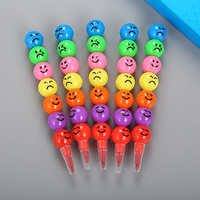 10 Pcs Creative Stationery Cartoon Student Bingtanghulu 7 Color Graffiti Crayon Cute Expression Smiley Face Pencil Exam rewards