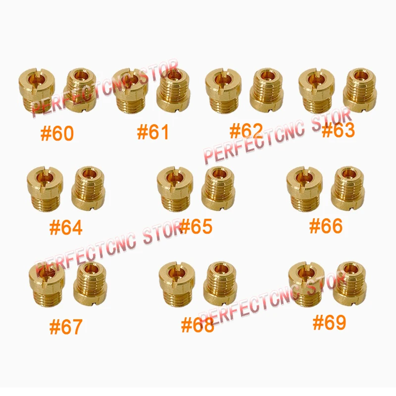 20pcs For Holley Carburetor 1/4-32 Gas Main JETS ASSORTMENT KIT #60-#69 Carb Main Jet Engine Spare Parts Injector Nozzle