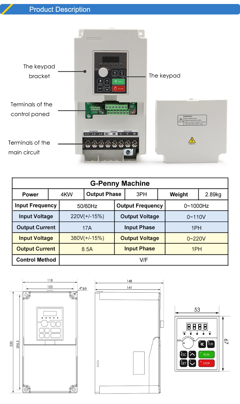 G-Penny 3,2 kW ER20 100 mm wassergekühlter Spindelmotor-Kit, 400 Hz, 24.000 U/min, Inverter, 80 mm Halterung, Wasserpumpe für CNC-Holzbearbeitung – Detail 9