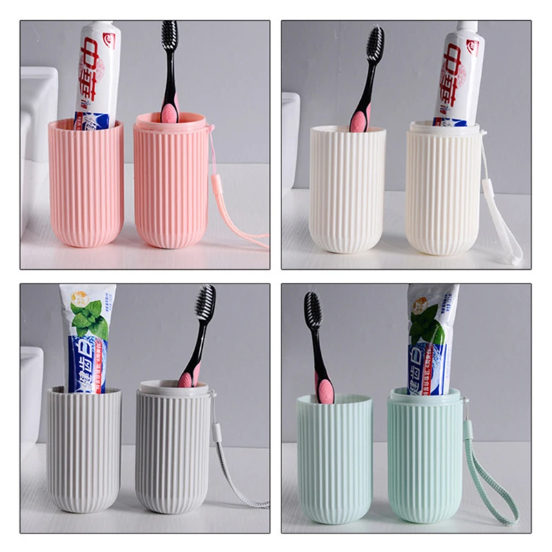 Outdoor Portable Toothpaste Toothbrush Protect Holder Case Travel Camping Storage Box Portable brush cup gray