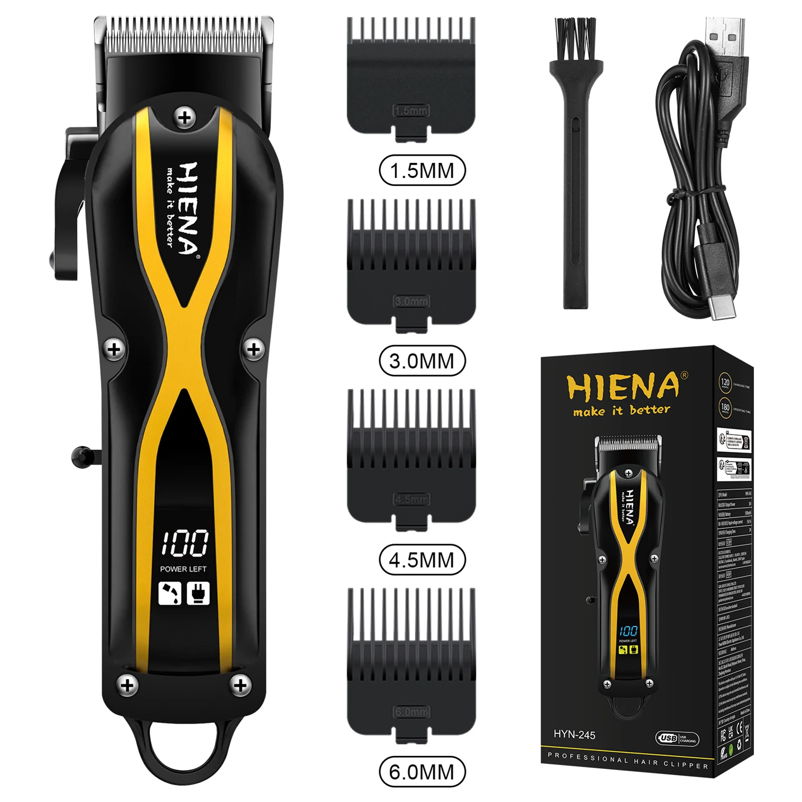 HIENA Hair Clippers for men Rechargeable Cordless Hair Trimmer Head Shavers haircut Professional barber hair cutting machine