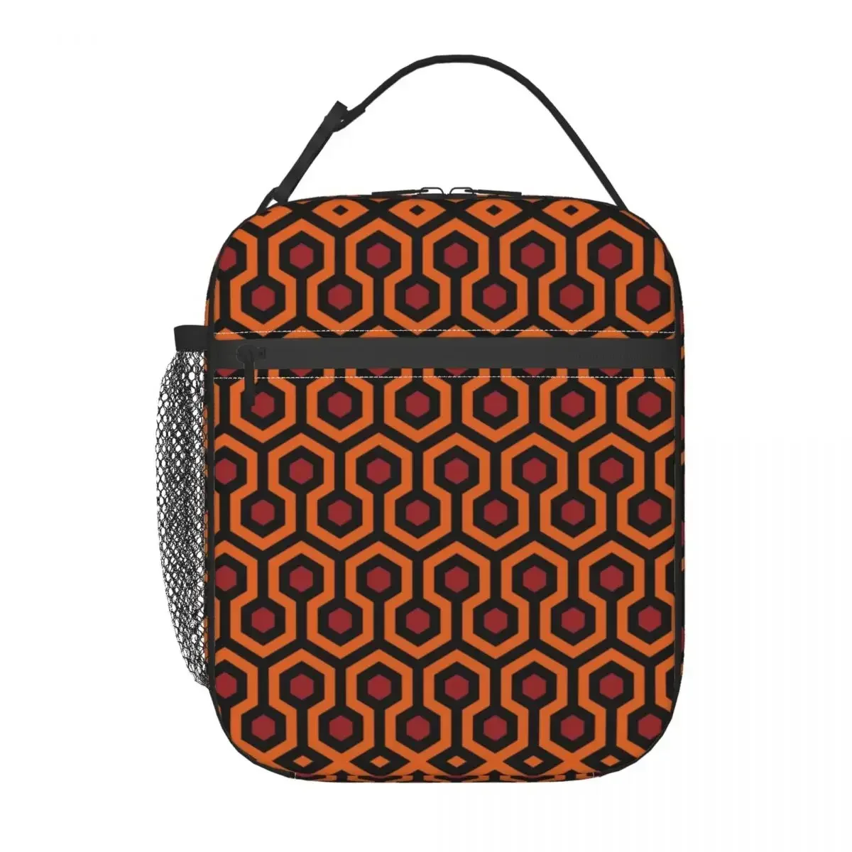 Orange Shining Looped Hexagons Overlook Hotel Carpet Portable Lunch Box Multifunction Thermal Cooler Food Insulated Lunch Bag