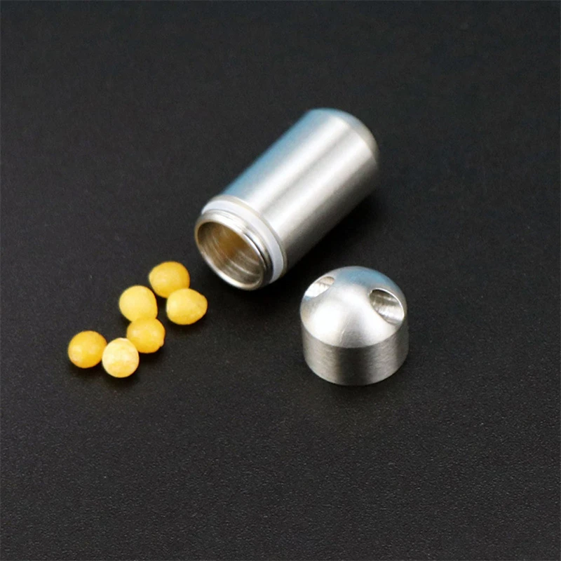 Pill Holder Portable Waterproof Metal Capsule Box Keychain Pill Case Storage  Stainless steel