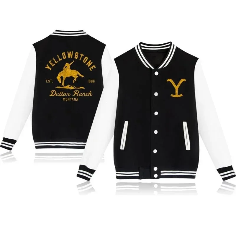 Classic Fashion Yellowstone Dutton Ranch Printed Jackets Men and Women Buttoned Baseball Jersey Sweatshirt Jacket Tops