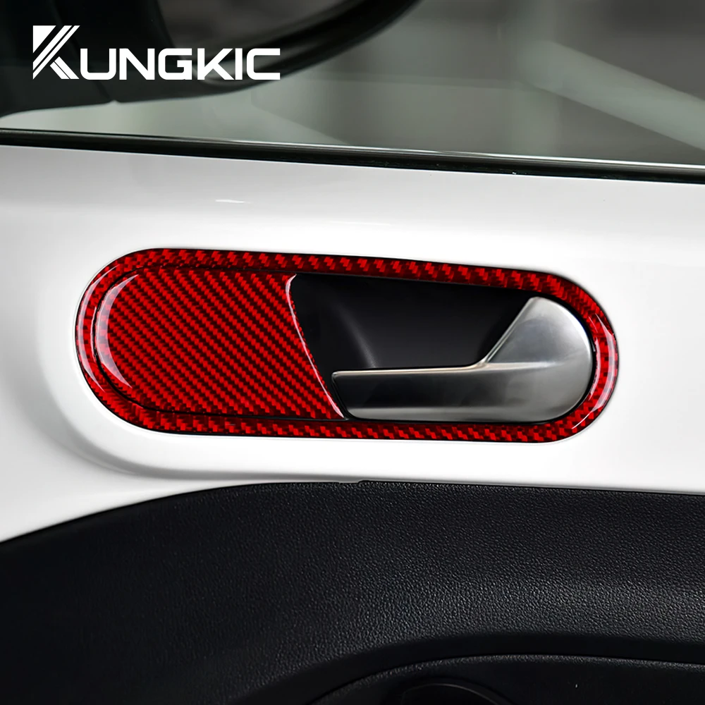 for Volkswagen Beetle 2012 2013 2014 2015 2016 2018 2019 Inner Door Handle Sticker Trim Auto Accessories Real Carbon Fiber