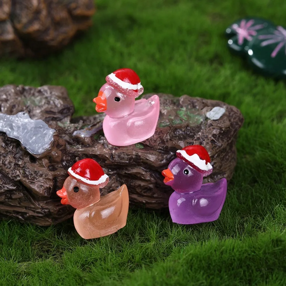 2024 Flat Back Miniatures Duck Tiny Duck Resin Christmas Figurines Micro Landscape Dollhouse Decoration Fairy Garden