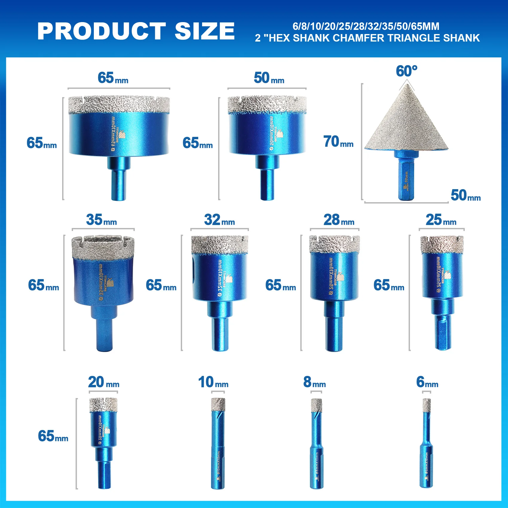 

BRSCHNITT Diamond Drill Core Bit Kit for Ceramic Tile Marble Granite Hole Saw Drill Core Bit Chamfer Bit
