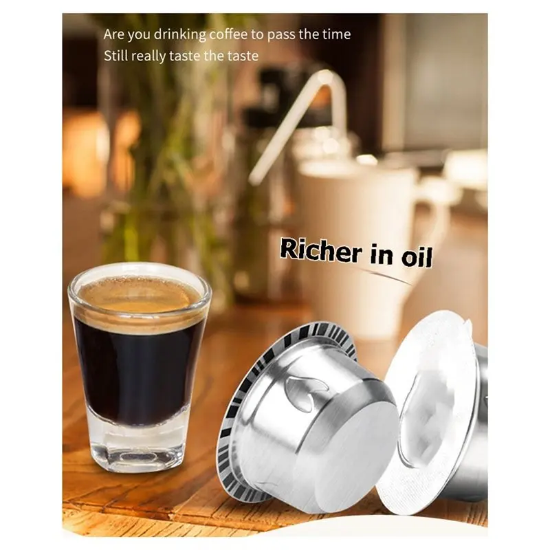 Многоразовая капсула для эспрессо для Nespresso Vertuo/Next/Plus, перезаправляемая кофейная капсула, в комплекте с силиконовой крышкой, ложкой и щеткой.