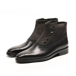 Genuine Leather Men's Chelsea Shoes Business Dress Fashion Spring Autumn Winter Shoes Men's Boots