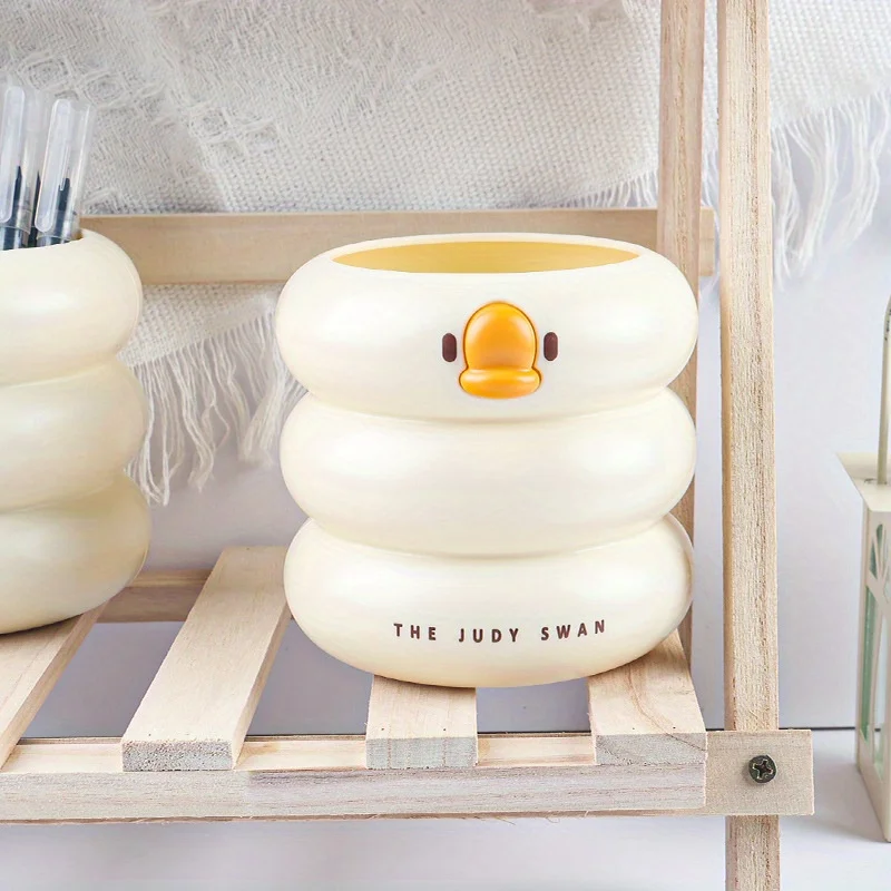 1PC Super Cute Duck-Shaped Pen Holder, Fashionable and Large-Capacity Desk Organizer for Office Supplies Organization