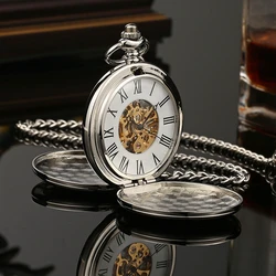 Reloj de bolsillo mecánico para hombre, pulsera de mano con esfera de esqueleto, collar Steampunk, colgante, vestido Vintage, Fob, regalo de deshierbe, nuevo