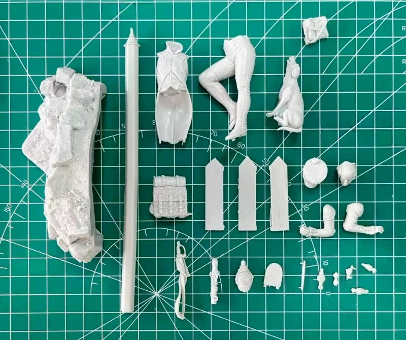 1/24 Scale 75mm DieCast Resin Figure Model Kit Infantry Regiment Bugler and Dog Miniature Toys Unassembled Unpainted DIY Diorama